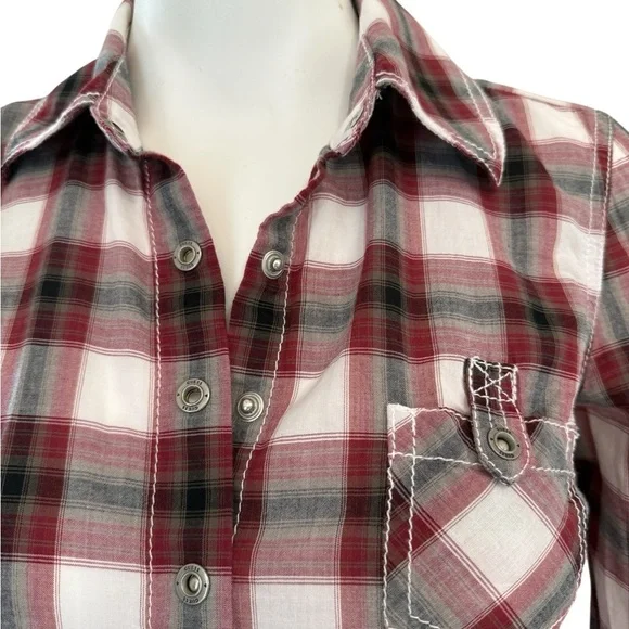 Guess Los Angeles plaid Shirt Women's Sz S
Embroidered Back Western Snap Cowgirl - Picture 3 of 6